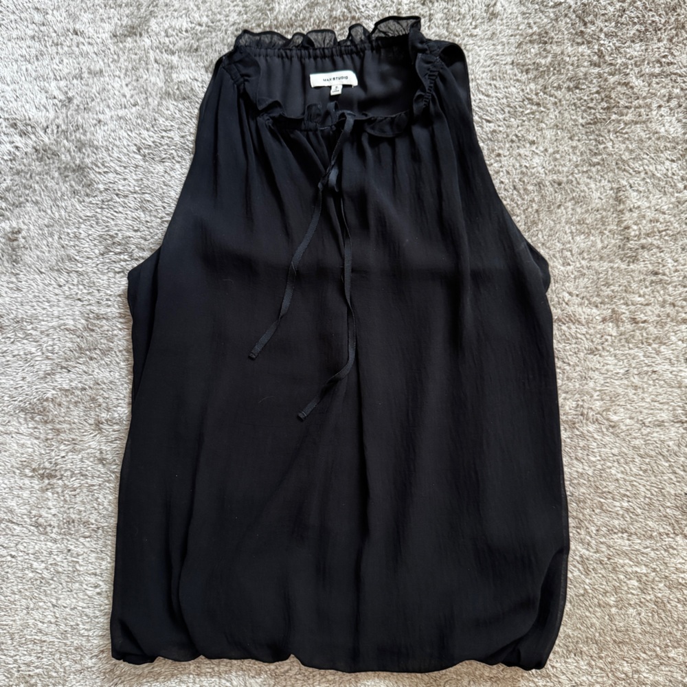 Max Studio Black Chiffon Sleeveless Blouse Small 6712X30